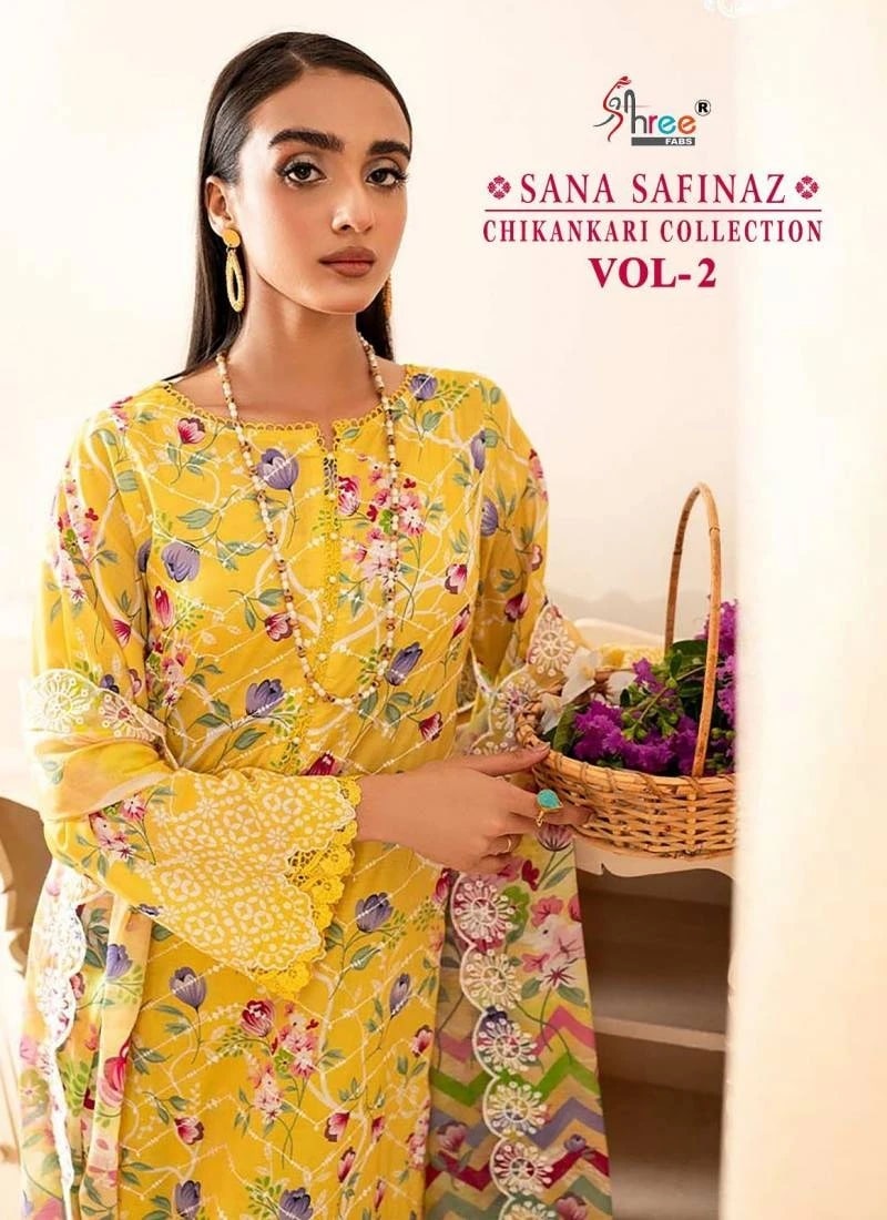 Shree Sana Safinaz Chikankari Vol 2 Pakistani Salwar Suits Cotton Dupatta Set