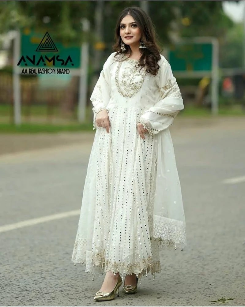 Anamsa 264 White Designer Salwar Suits Collection