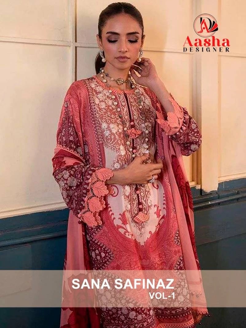 Aasha Sana Safinaz Vol 1 Pakistani Salwar Suits With Cotton Dupatta Collection