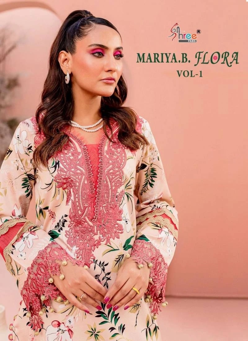 Shree Mariya B Flora Vol 1 Pakistani Suits Cotton Dupatta