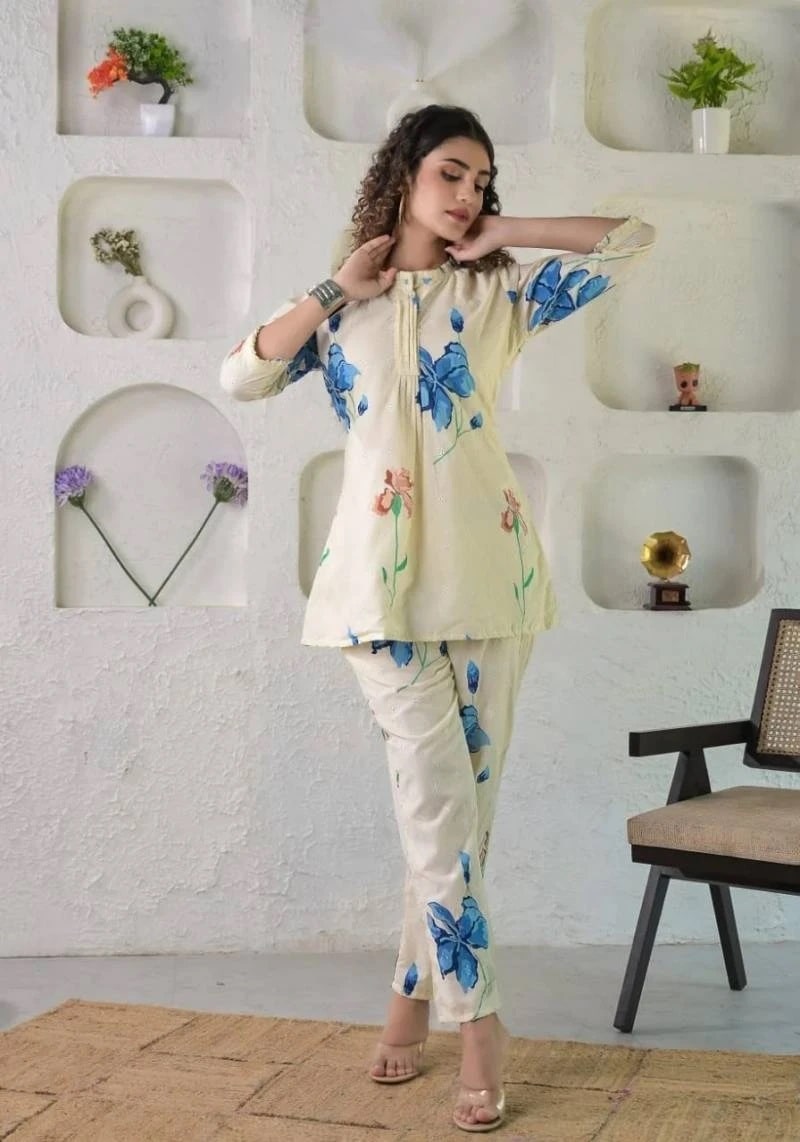 Cod 1219 Cotton Blend Fancy Stylish Co Ord Set Collection