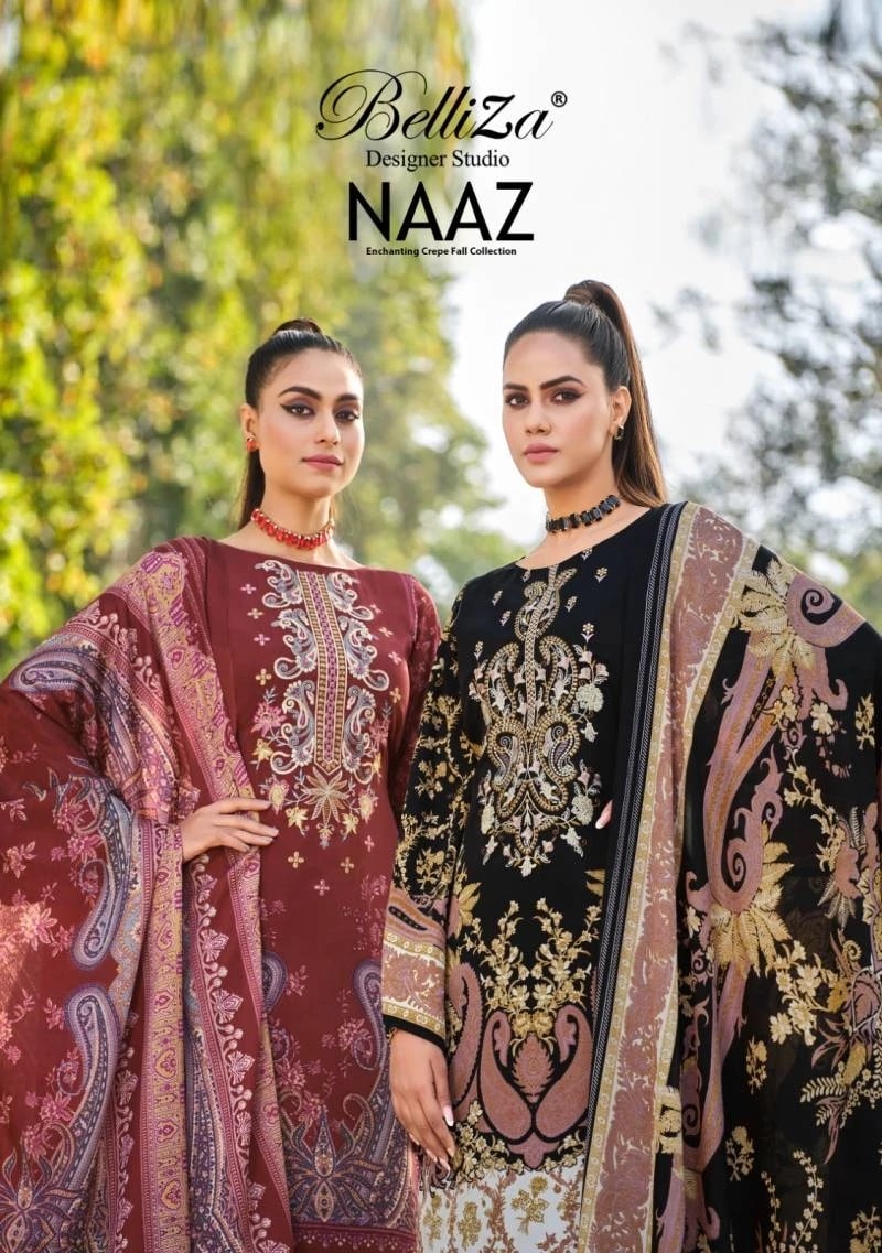 Belliza Naaz Pure Crepe Latest Designer Dress Material Collection