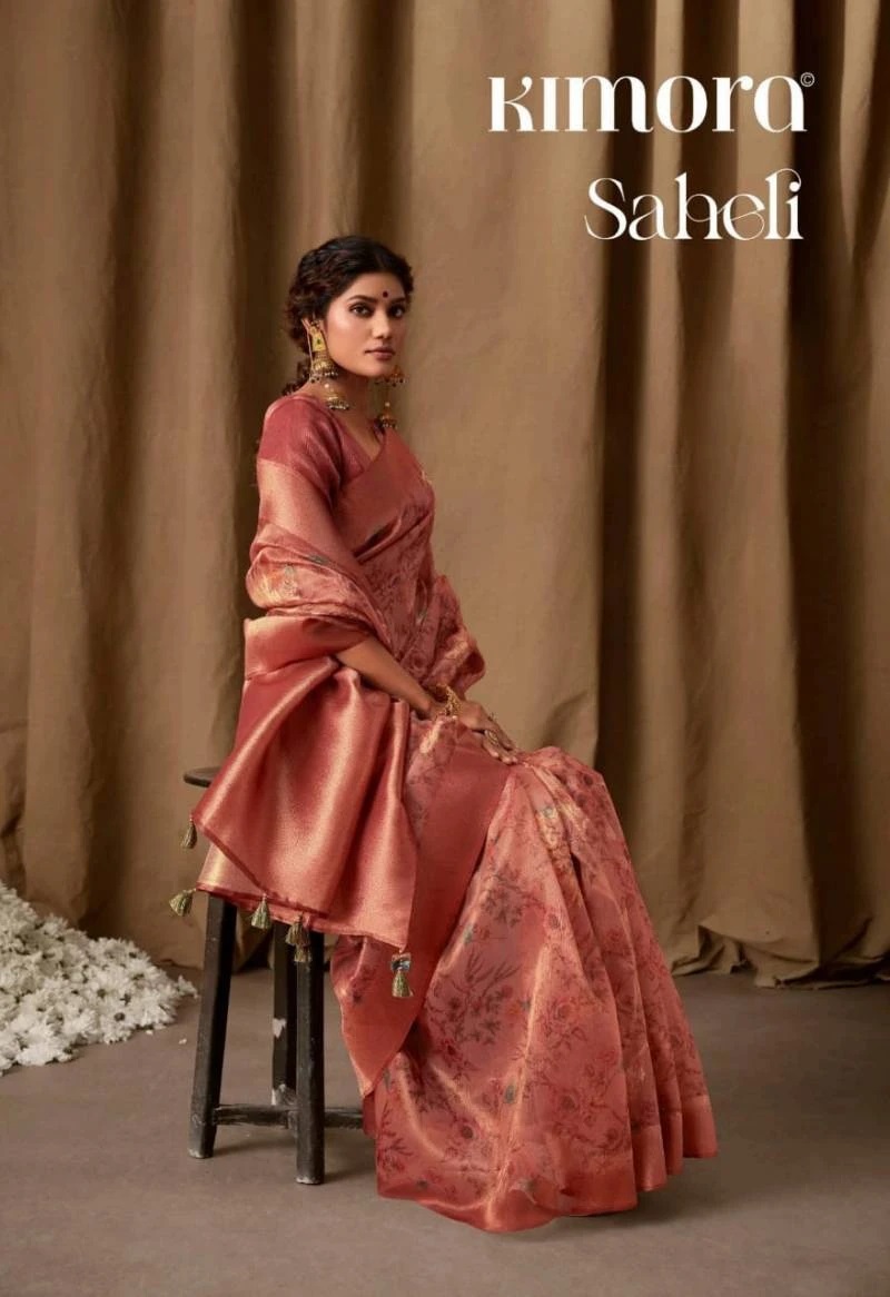 Kimora Saheli Floral Linen Printed Designer Saree Collection
