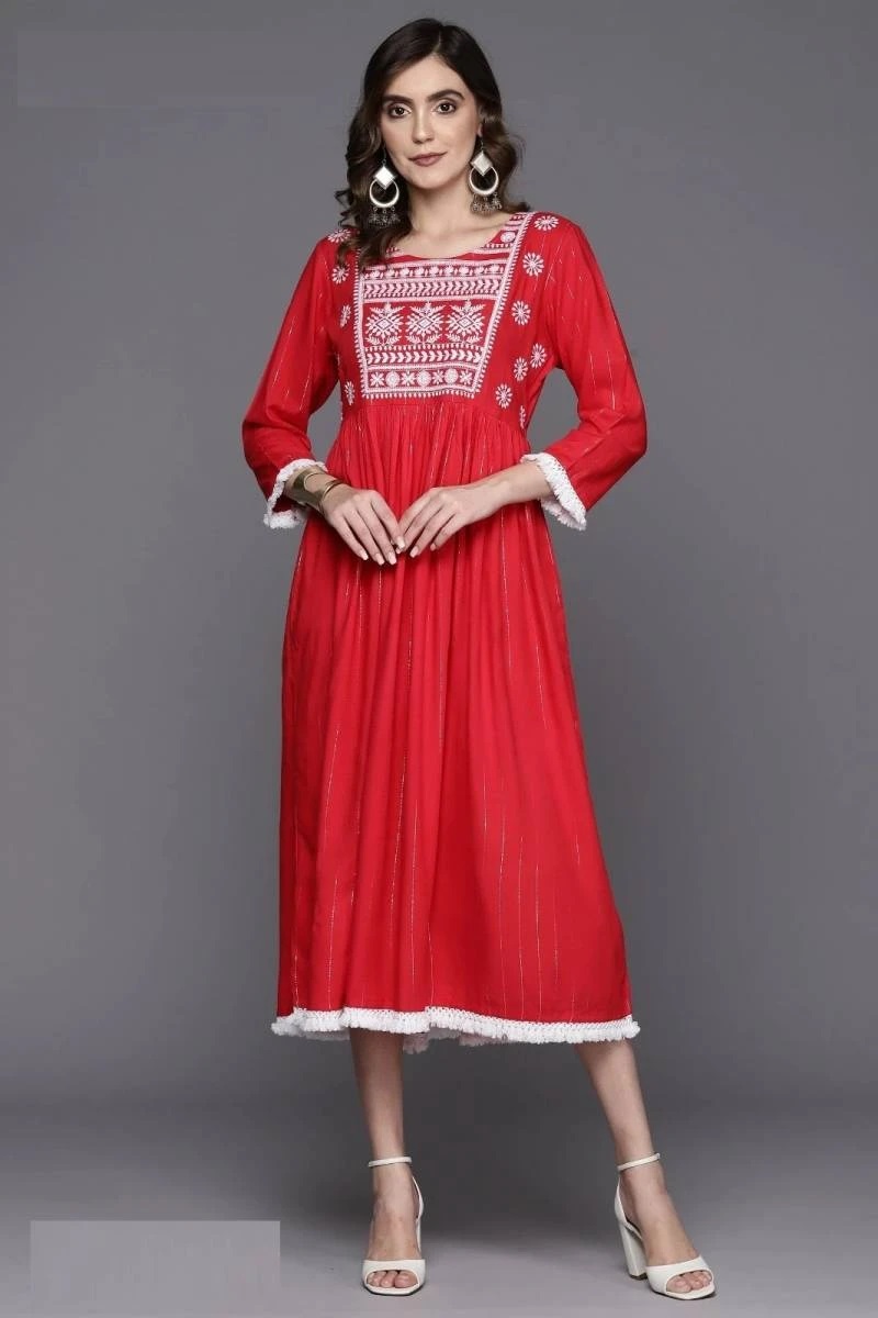 Indo Era 2388 Rayon A Line Midi Dress Collection