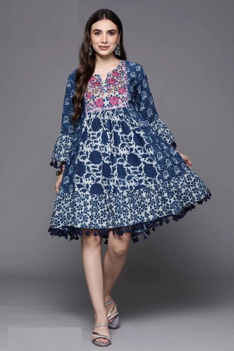 Indo Era 2389 Floral Printed A Line Ethnic Dress Collection
