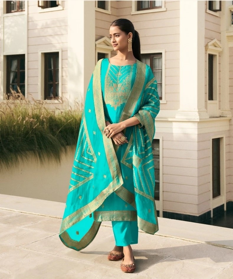 Zisa Olive 2 Jacquard Silk Designer Salwar Suits Collection