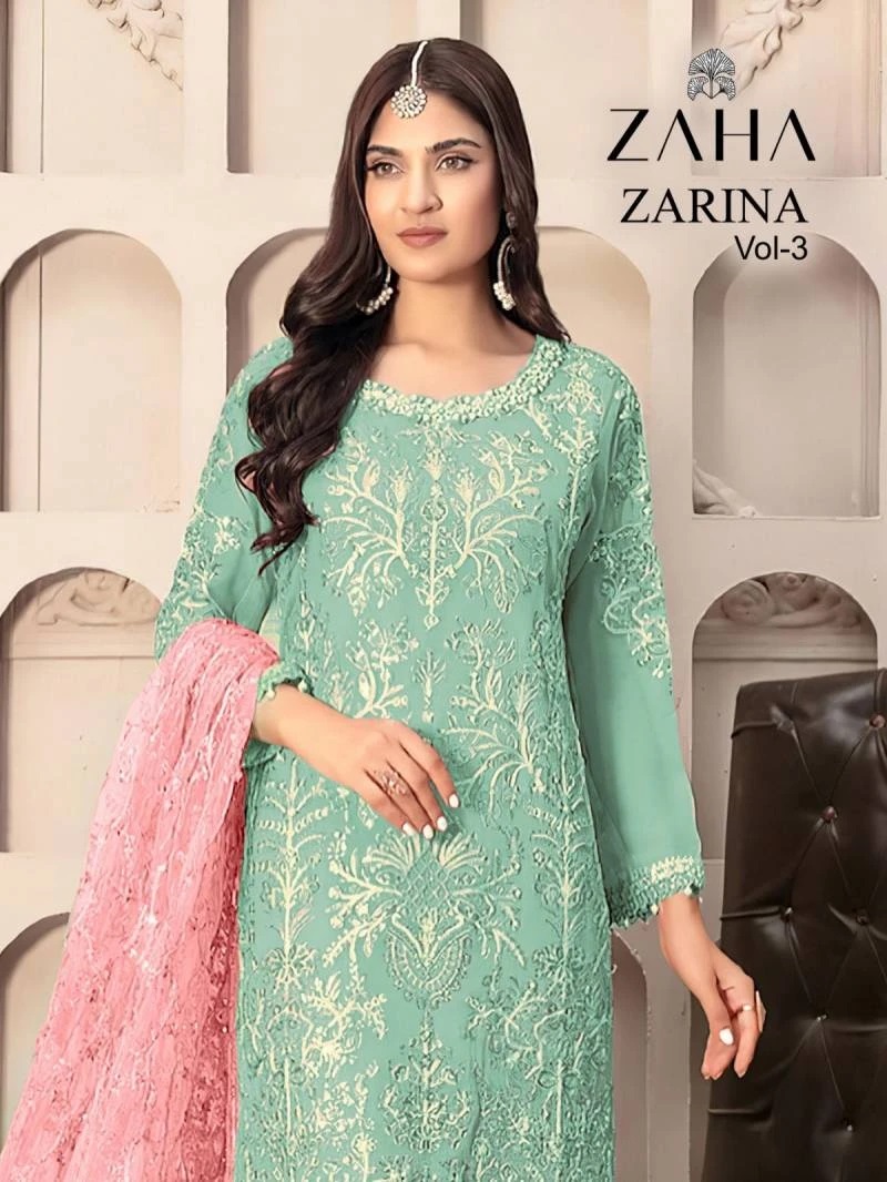 Zaha Zarina Vol 3 Faux Georgette Embroidery Pakistani Salwar Kameez