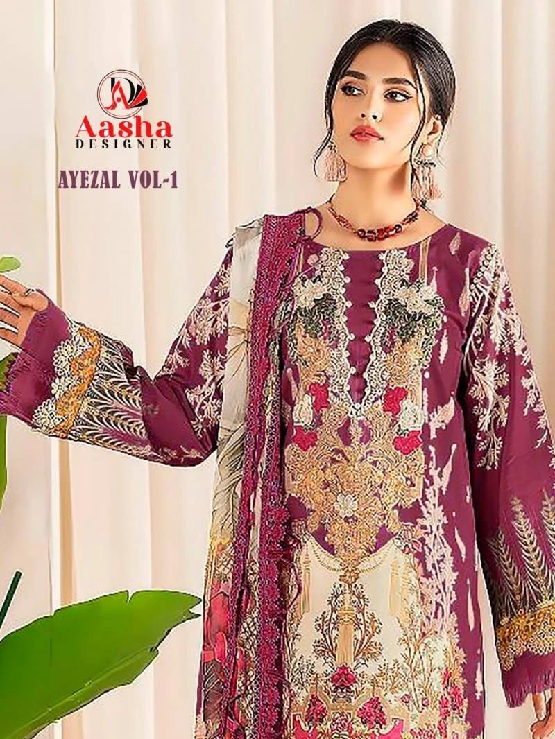 Aasha Ayezal Vol 1 Pakistani Salwar Suits With Cotton Dupatta Collection