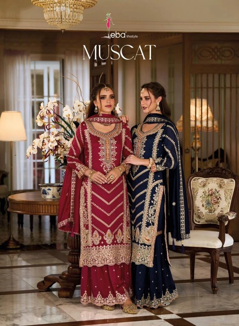 Eba Muscat Silk Emboidery Work Designer Ready Made Collection