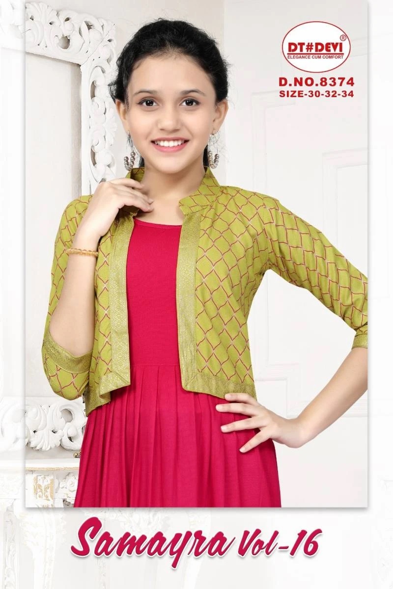 Samayra Vol 16 Party Wear Kids Kurti With Koti Collection