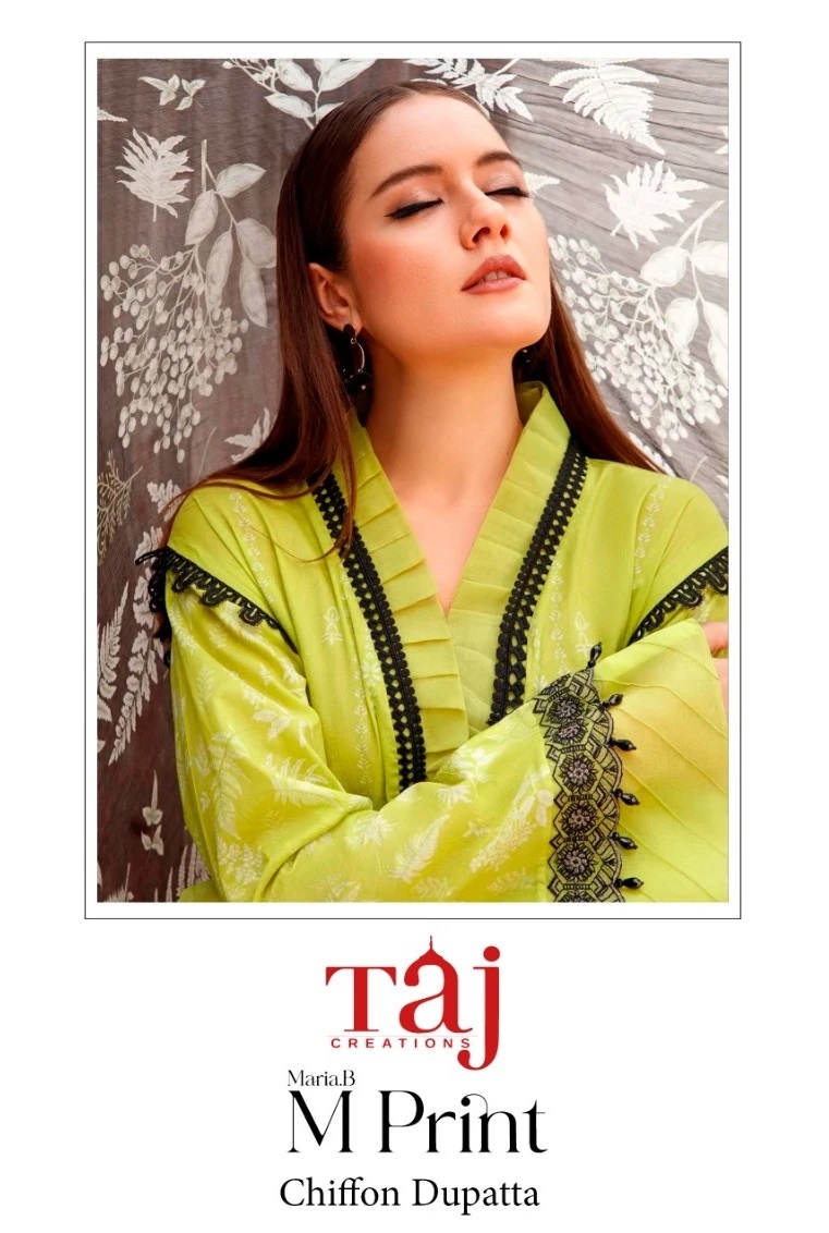 Taj Maria B M Print 411 Pakistani Salwar Suits With Chiffon Dupatta