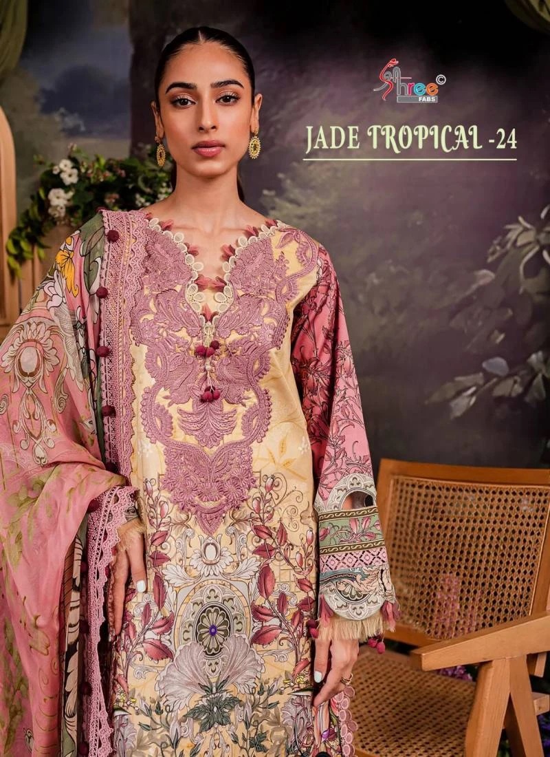 Shree Jade Tropical 24 Pakistani Salwar Suits Cotton Dupatta