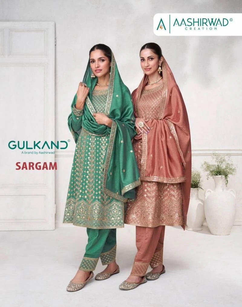 Aashirwad Gulkand Sargam Silk Designer Salwar Suits Wholesaler