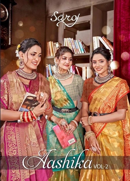 Saroj Aashika Vol 2 Tissue Organza Silk Saree Latest Collection