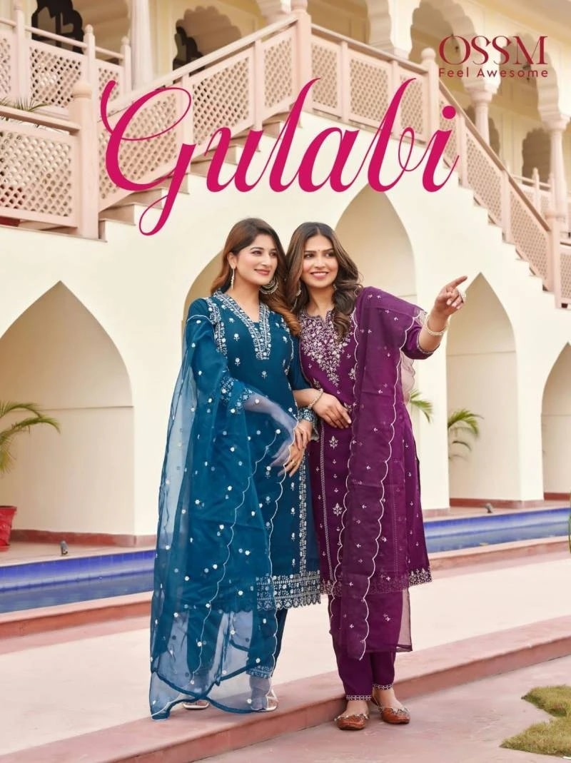 Ossm Gulabi Vol 3 Festive Wear Kurti Pant With Dupatta Collection