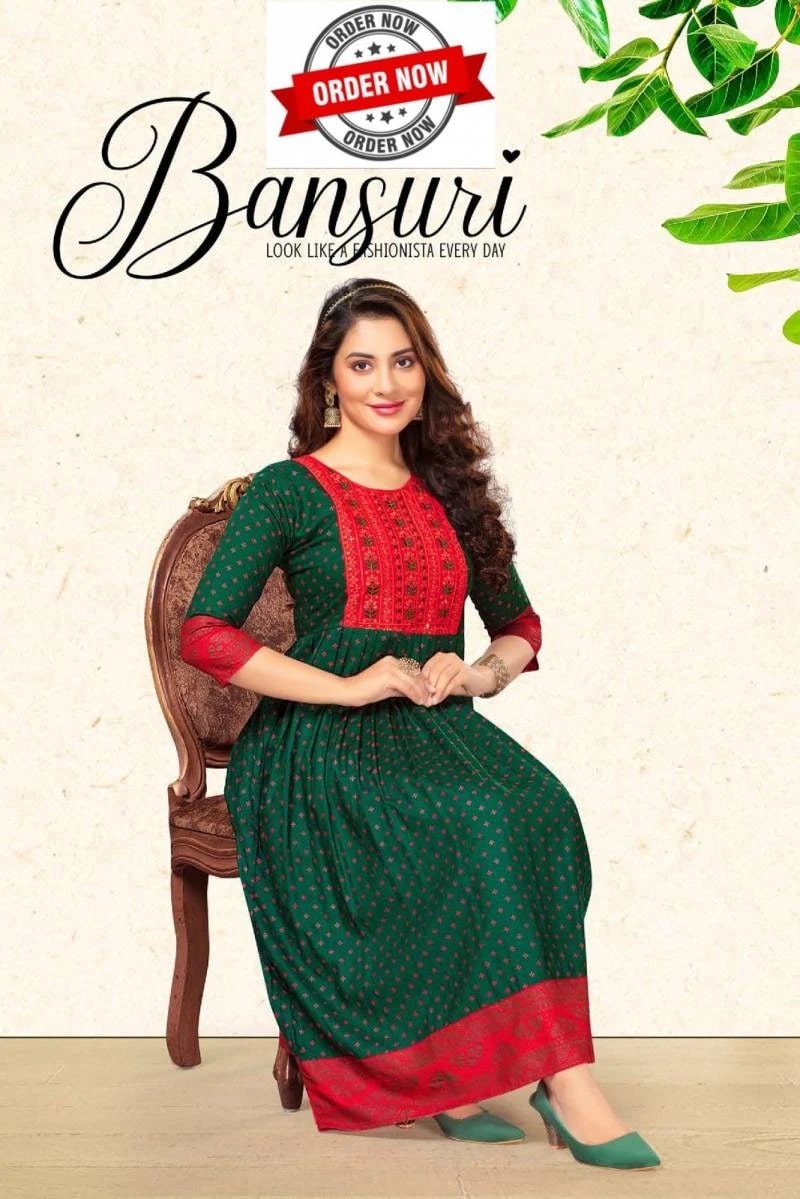 Beauty Bansuri Vol 1 Fancy Printed Flaired Kurti Collection