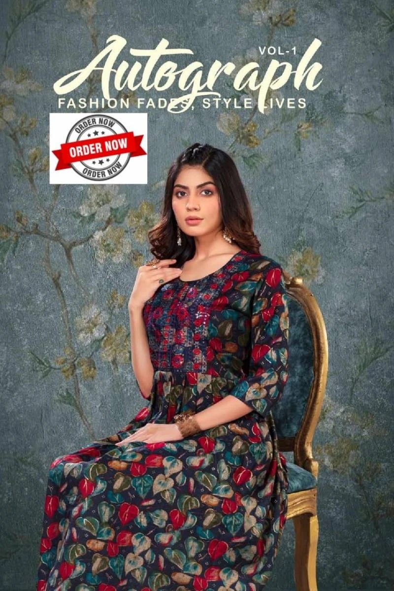 Beauty Autograph Vol 1 Festive Printed Flaired Long Kurtis Collection