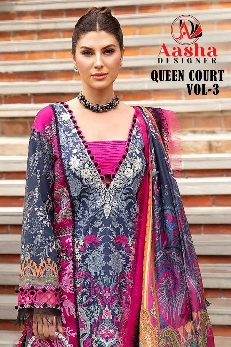 Aasha Queen Court Vol 3 Pakistani Suit Cotton Dupatta Collection