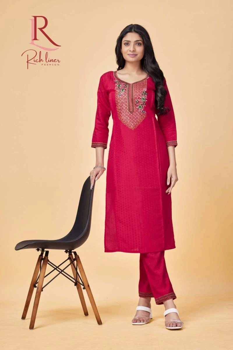 Rich Liner 926 Embroidery Casual Wear Kurti With Bottom Collection