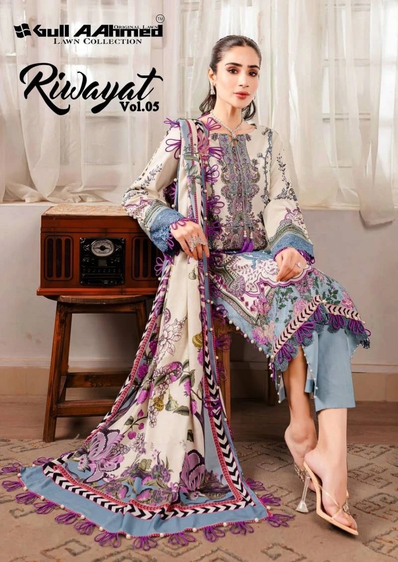 Gull A Ahmed Riwayat Vol 5 Lawn Cotton Pakistani Dress Material