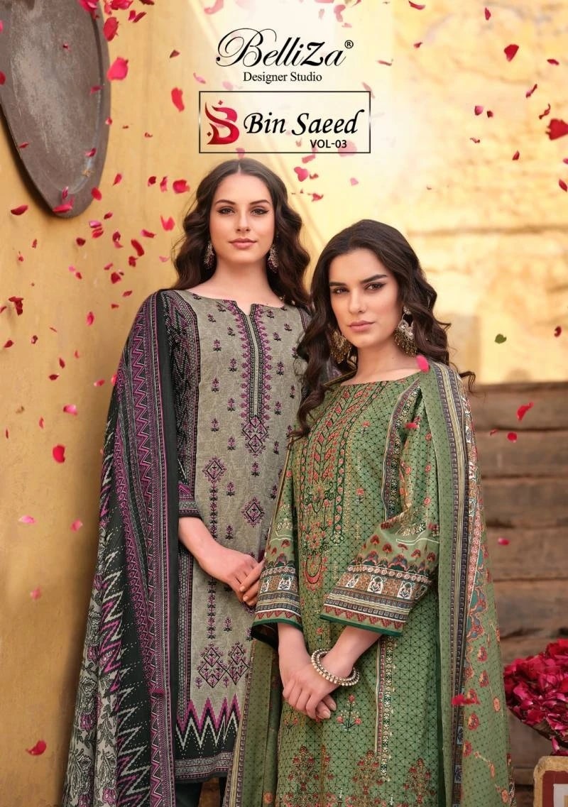 Belliza Bin Saeed Vol 3 Pure Cotton Designer Dress Material
