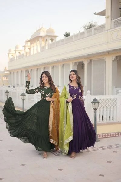 Vamika Vol 31 Embroidery Long Gown With Dupatta Collection