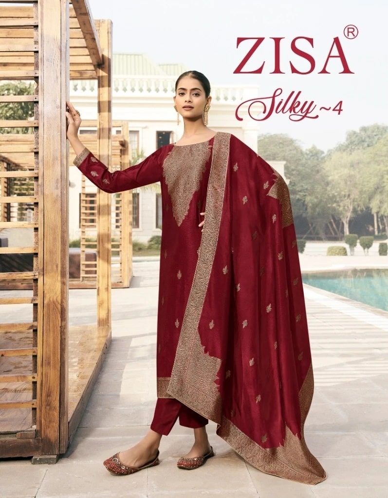 Zisa Silky 4 Silk Designer Salwar Suits Collection