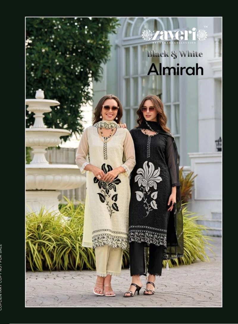 Zaveri Black And White Almirah Embroidery Ready Made Dress Collection