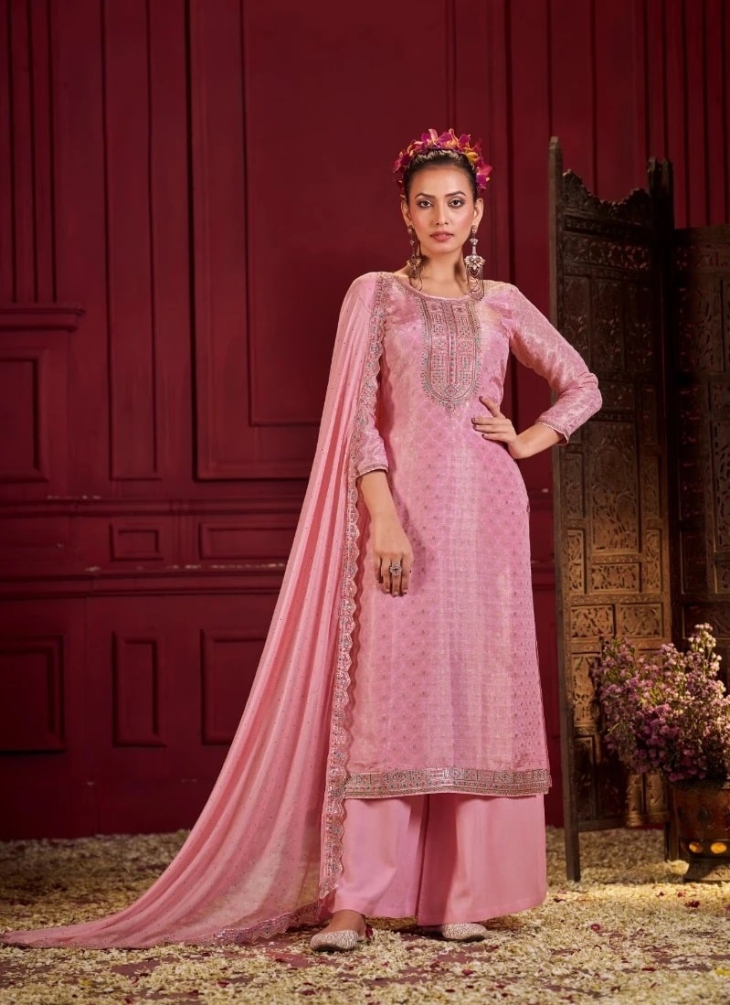 JMV DESIGNER STUDIO PRESENT BY EMBROIDERY WORK SATOON DRESS MATERIAL WITH  HEAVY DUPATTA SUIT at Rs 699 / Piece in Surat