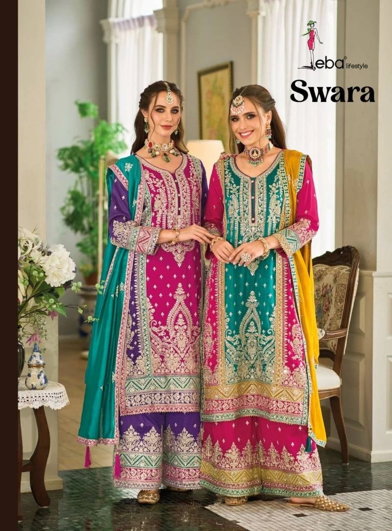 Eba Swara Premium Silk Embroidery Work Salwar Suits Collection