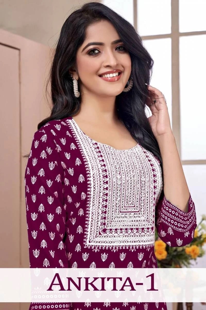 Ankita 1 Daily Wear Rayon Embroidery Kurti Collection