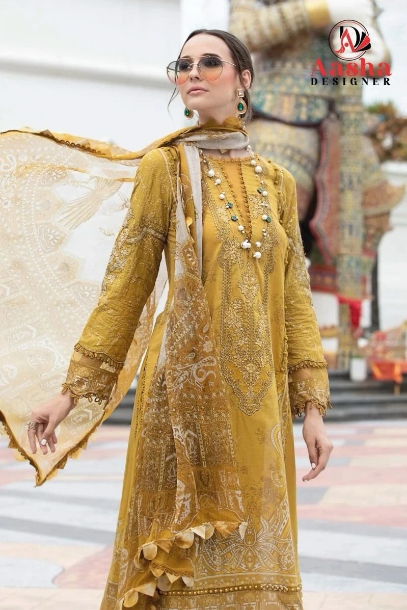 Aasha 1006 And 1007 Pakistani Suits Chiffon Dupatta Collection