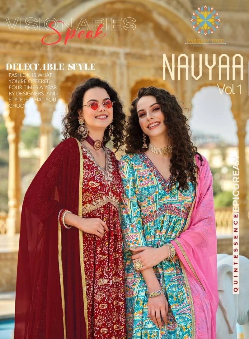 Passion Tree Navyaa Vol 1 Embroidery Work Kurti Pant With Dupatta Collection