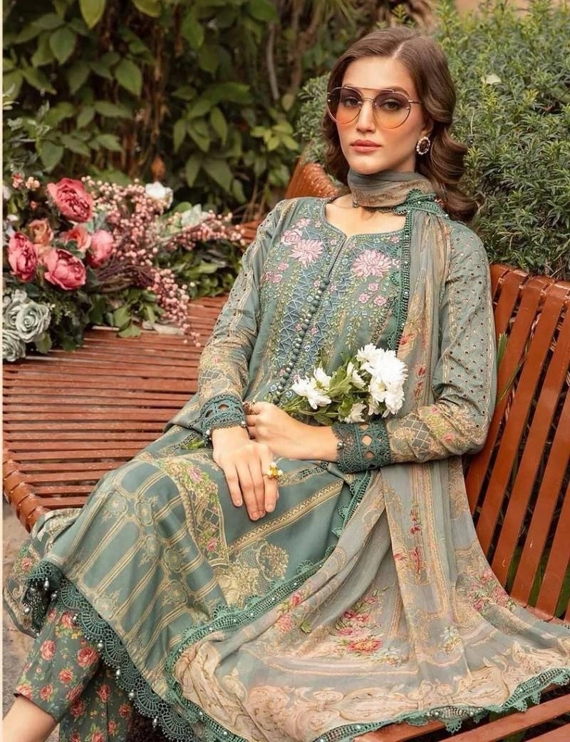 Shree Mariya B M Print Vol 16 Pakistani Suit Chiffon Dupatta Collection