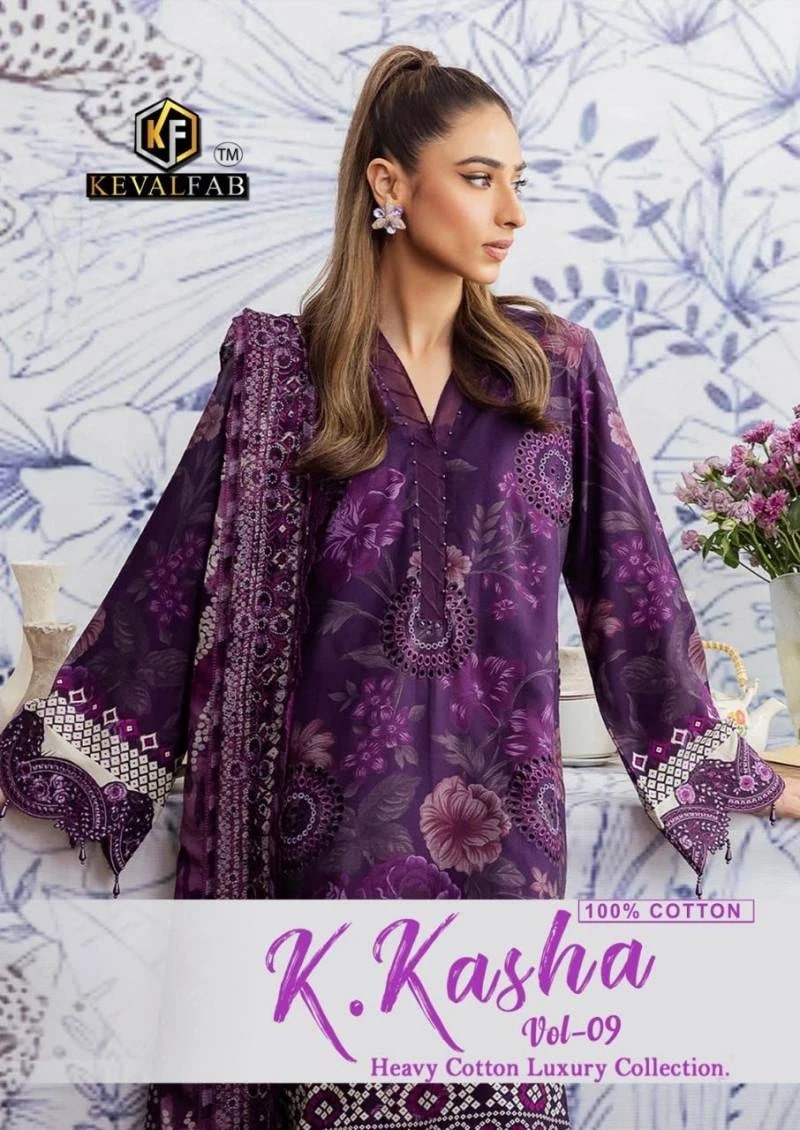 Keval K Kasha Vol 9 Heavy Cotton Dress Material Collection