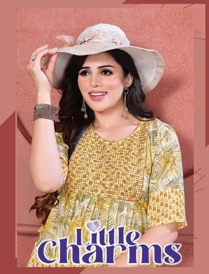 Golden Little Charms Rayon Stylish Short Top Collection