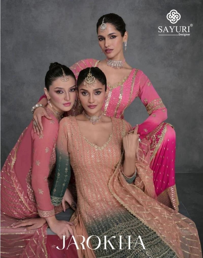 Sayuri Jarokha Real Georgette Designer Salwar Suit Wholesale