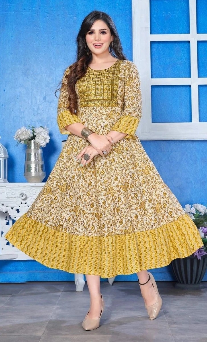 Golden Something Special Embroidery Long Kurti Collection