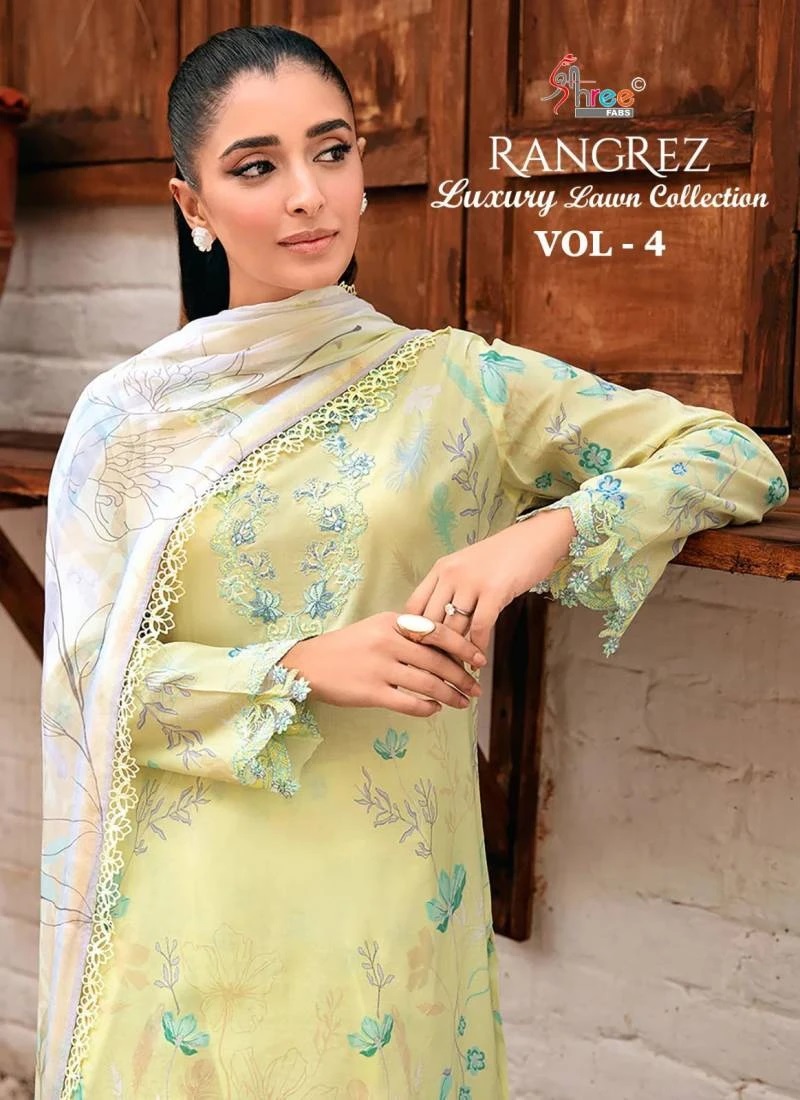 Shree Rangrez Luxury Lawn Collection Vol 4 Pakistani Suits Cotton Dupatta