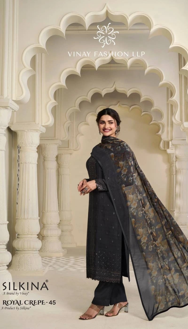 Vinay Silkina Royal Crepe 45 Designer Salwar Kameez Collection