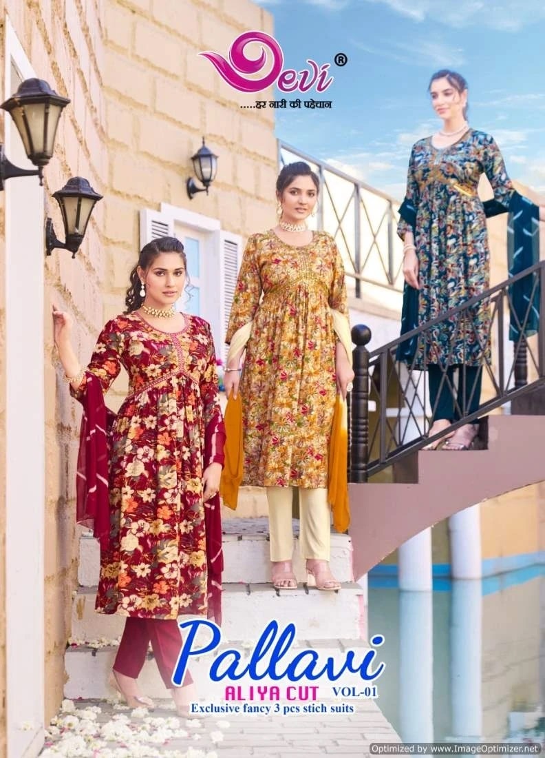 Devi Pallavi Vo 1 Aila Cut Printed Readymade Dress Collection