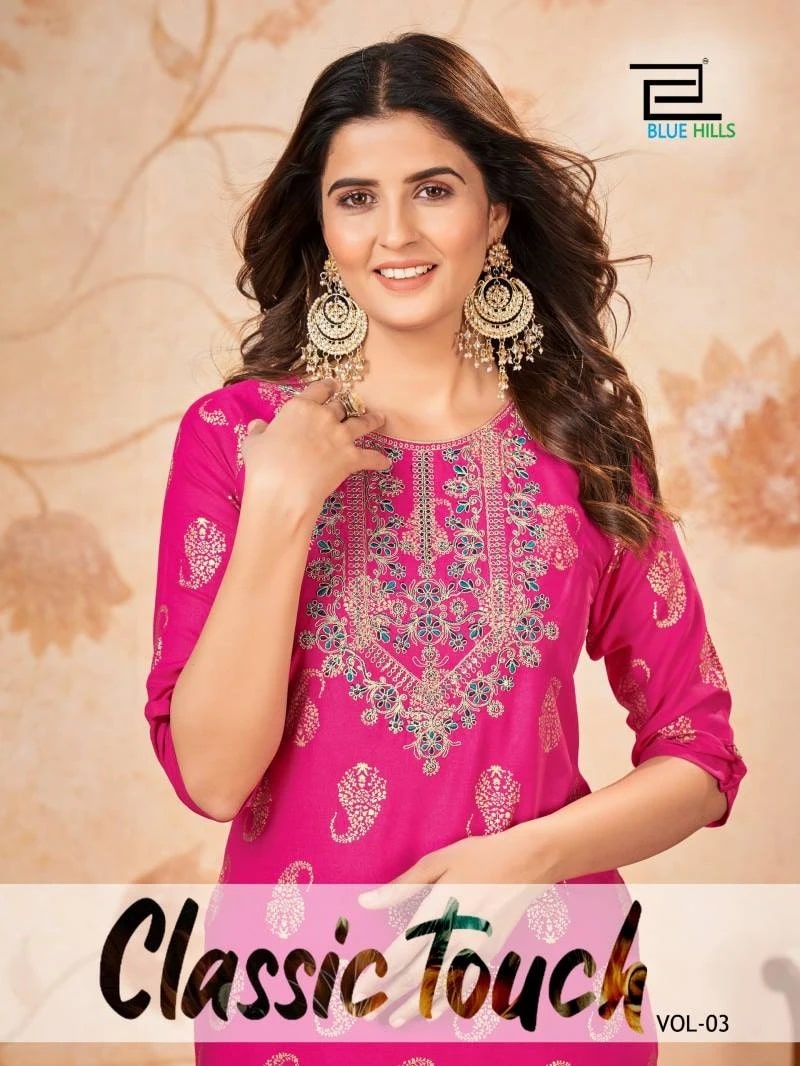 Blue Hills Classic Touch Vol 3 Embroidery Kurti Collection