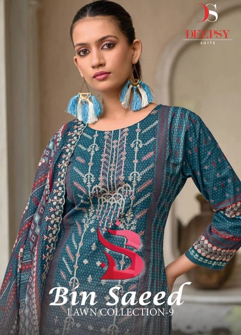 Deepsy Bin Saeed 9 Lawn Collection Cotton Pakistani Suits Wholesale