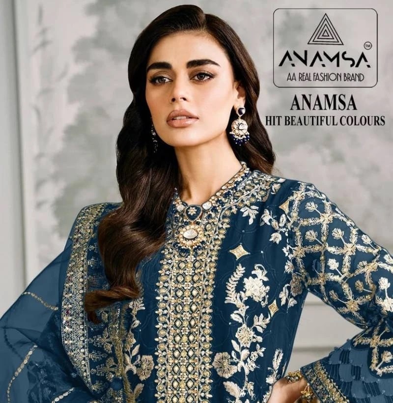 Anamsa 401 A To D Hit Colors Georgette Pakistani Suit Collection
