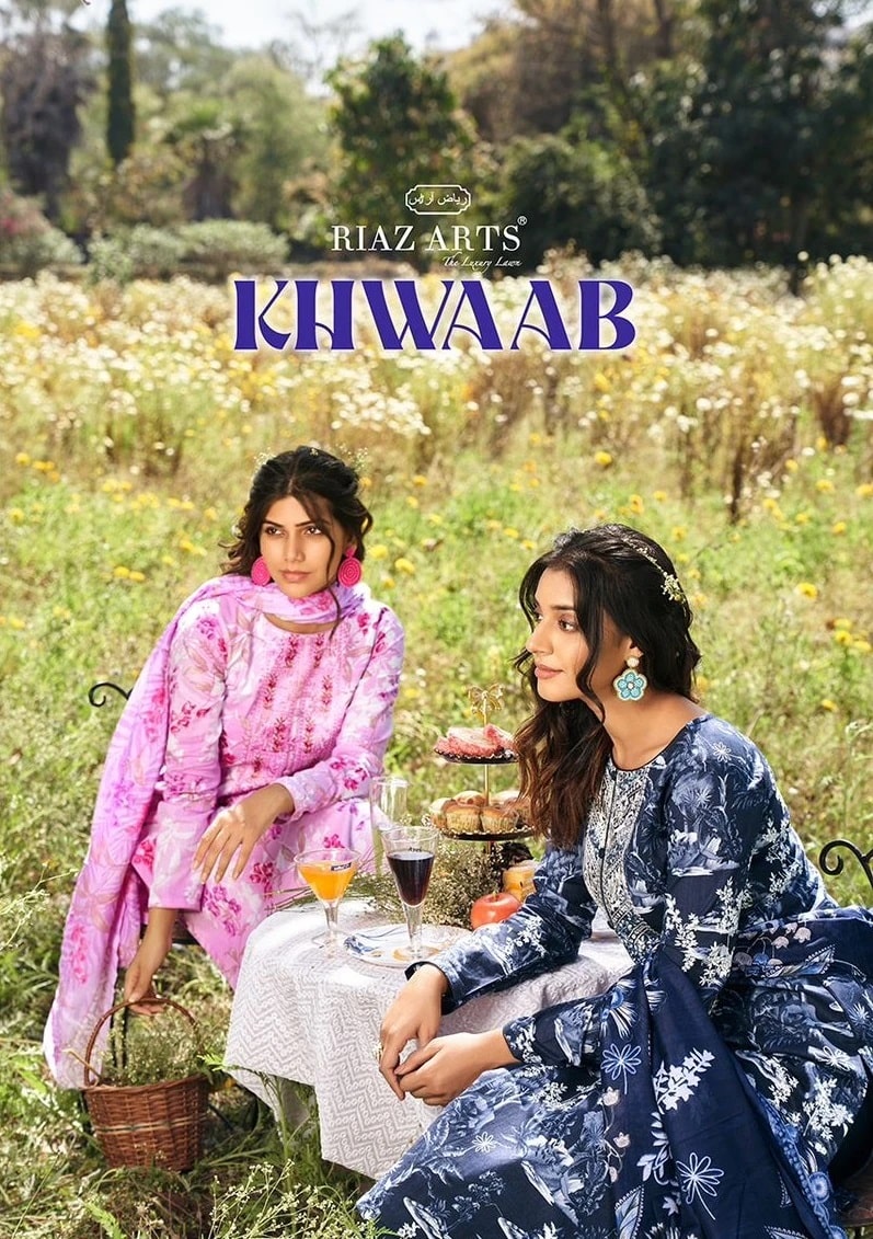 Riaz Arts Khwaab Karachi Lawn Cotton Printed Dress Material