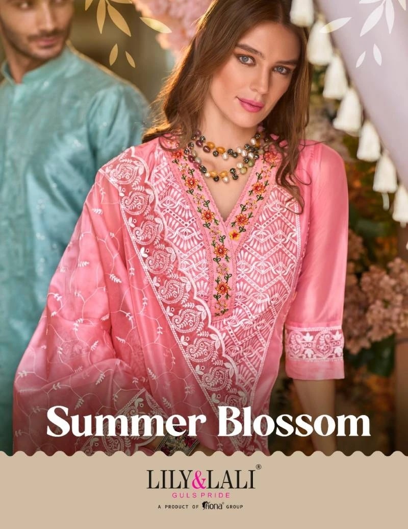 Lily And Lali Summer Blossom Designer Kurti Pant Set With Dupatta