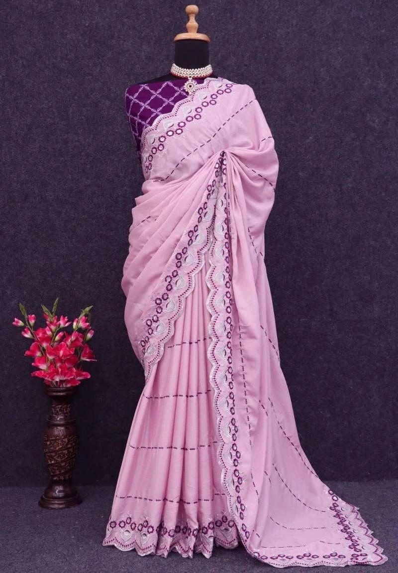 Vt 5075 Silk Embroidered Saree Collection