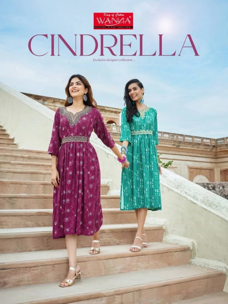 Wanna Cindrella Embroidery With Belt Designer Kurti Collection