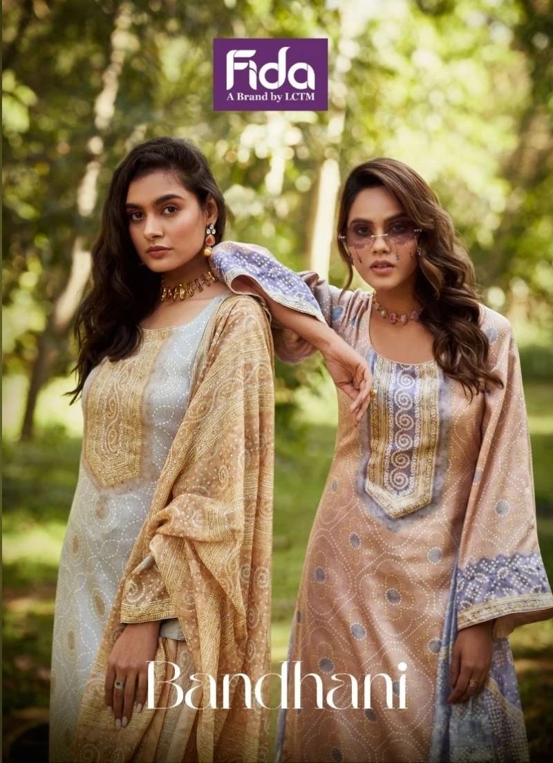 Fida Bandhani Cotton Designer Dress Material Collection