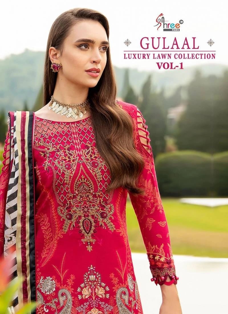 Shree Gulaal Luxury Lawn Vol 1 Pakistani Suit Cotton Dupatta Set